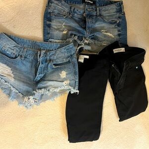 2 shirts; 2 black pants
